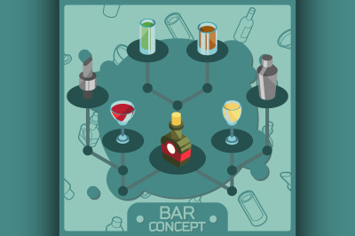 Bar color isometric concept icons