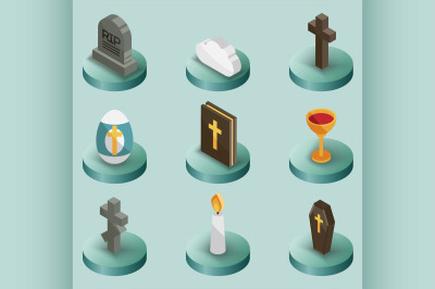 Christianity color isometric icons