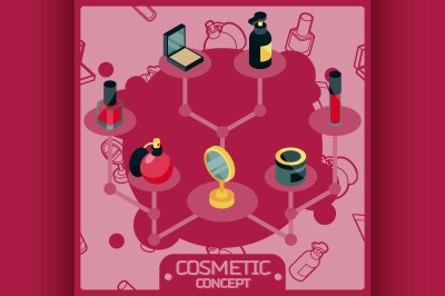 Cosmetic color isometric concept icons