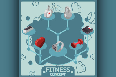 Fitness color isometric concept icons