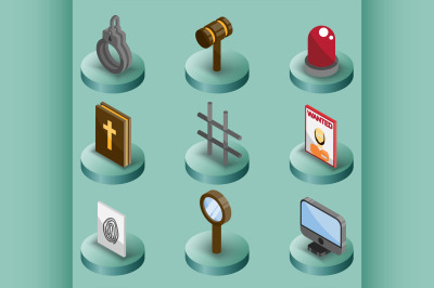 Law color isometric icons