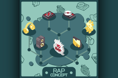 Rap color isometric concept icons