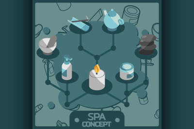 Spa color isometric concept icons