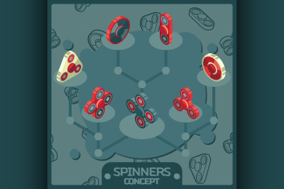 Spinners color isometric concept icons