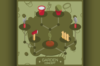 Garden color isometric concept icons