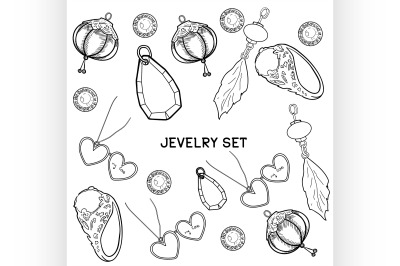 Jewelry Vector set of hand drawing