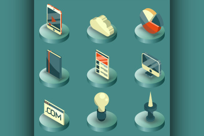 Web design color isometric icons