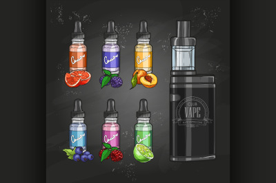 Vector color sketch vape pen