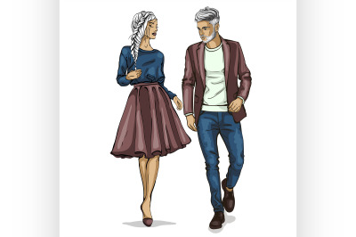 Vector woman and man