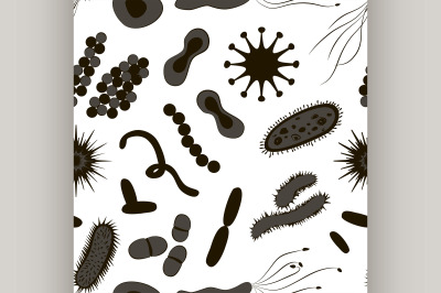 Bacteria virus germs icon set pattern