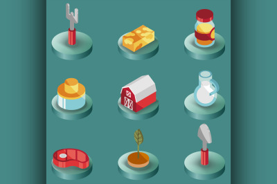 Farm color isometric icons