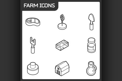 Farm outline isometric icons