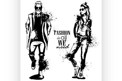 Vector woman and man fashion