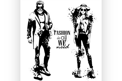 Vector woman and man fashion