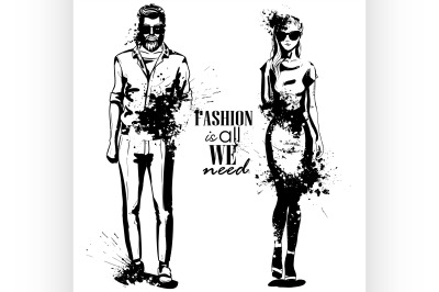 Vector woman and man fashion