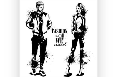 Vector woman and man fashion