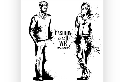 Vector woman and man fashion