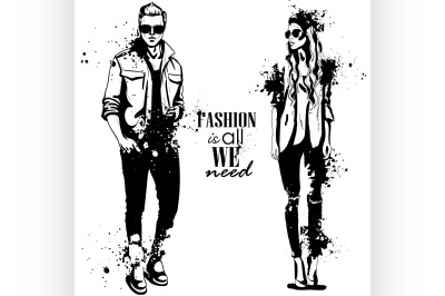 Vector woman and man fashion