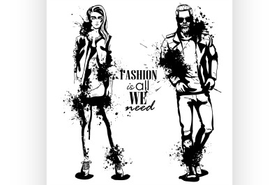 Vector woman and man fashion