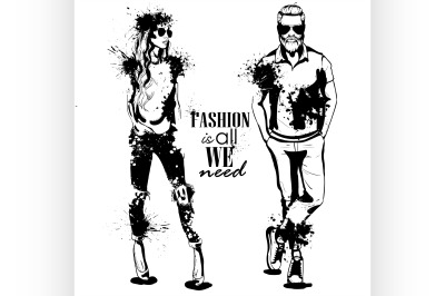 Vector woman and man fashion