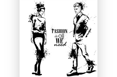 Vector woman and man fashion