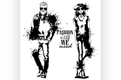 Vector woman and man fashion