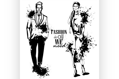 Vector woman and man fashion