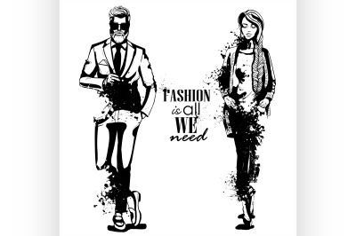 Vector woman and man fashion