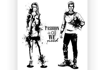 Vector woman and man fashion