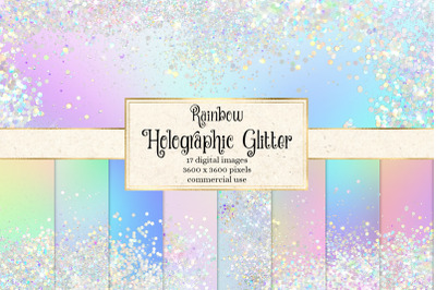Rainbow Holographic Glitter Digital Paper