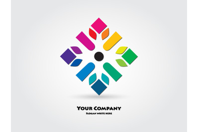Logo Abstract Snowflake Colorful Design