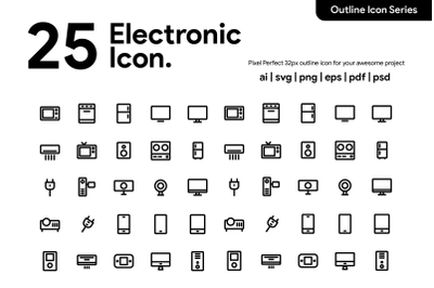 25 Electronic Icon Line