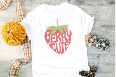 Berry cute word art, Svg Dxf Eps Png, Cut file, Strawberry shape, Shir