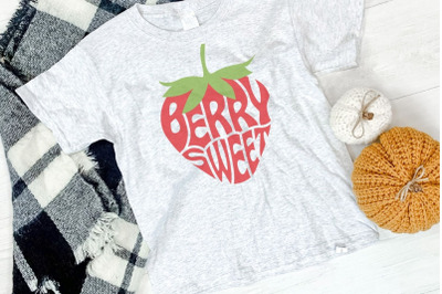 Berry sweet word art, Svg Dxf Eps Png, Cut file, Strawberry shape