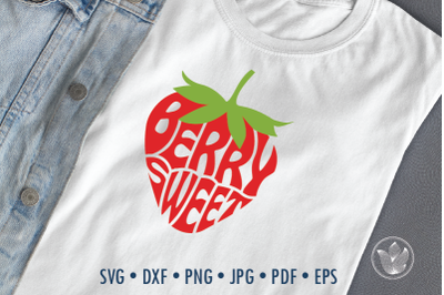 Berry sweet word art, Svg Dxf Eps Png, Cut file, Strawberry shape