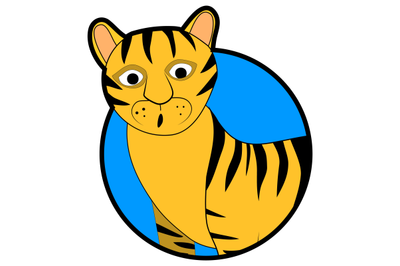 Striped wild tiger sticker icon cartoon