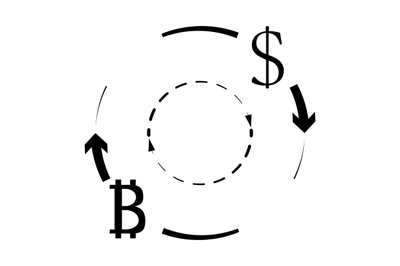 Dollar and bitcoin currency exchange