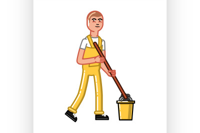 Cleaning service man