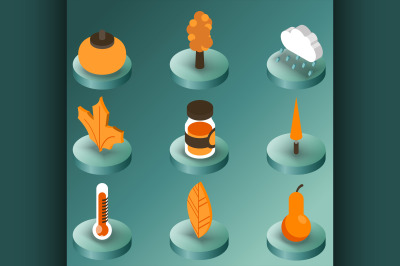 Autumn color isometric icons