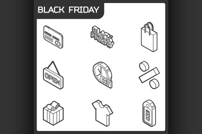 Black friday isometric icons