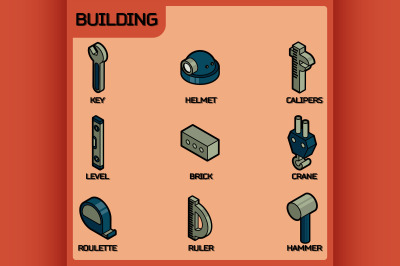 Building color outline isometric icons