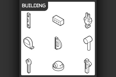 Building outline isometric icons