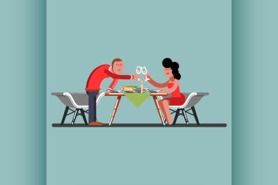 Girl and guy having a romantic dinner