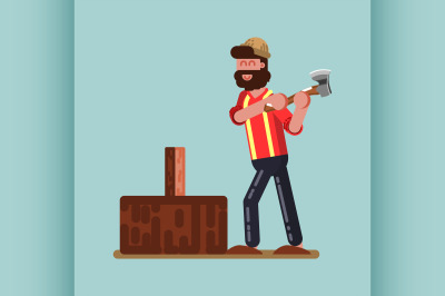 Lumberjack chopping wood