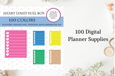 100 Full Box Weekly Hearts Printable Planner Stickers&2C; Heart Planner Stickers