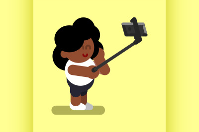 Afro american girl makes selfie