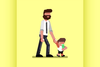 Boy with father walking