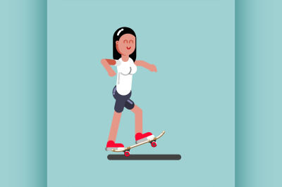 Girl skater doing manual