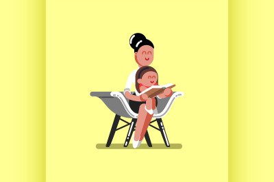 Girl with mother reads a book