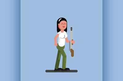Hunter girl with a gun